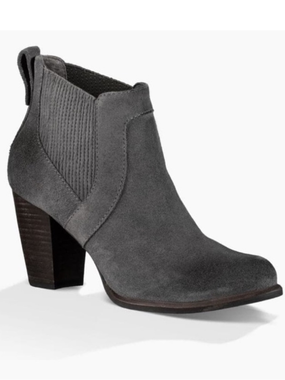 Ugg 1013683 Gray Suede Cobie Ii Distressed Block Heeled Ankle Booties Size 7.5